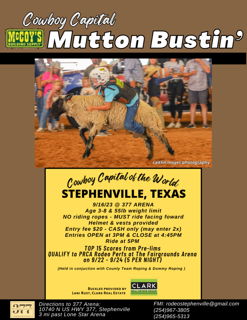 Mutton Bustin/Dummy Roping Cowboy Capital of the World PRCA Rodeo